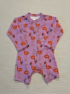 Hanna Andersson Toddler Rash Guard Swimsuit Purple Orange Flamingo CM 85 US 2T